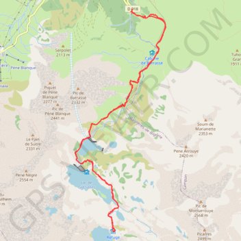 Itinéraire Refuge de Campana de Cloutou, distance, dénivelé, altitude, carte, profil, trace GPS