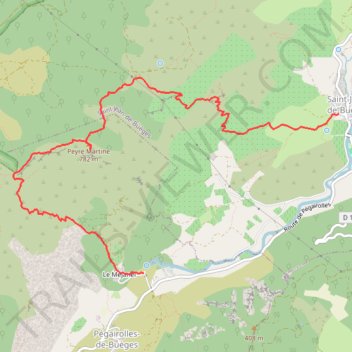 Itinéraire Peyre Martine depuis St Jean de Buèges, distance, dénivelé, altitude, carte, profil, trace GPS