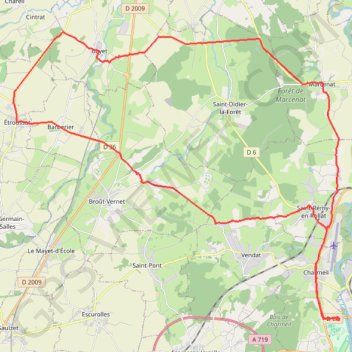 Itinéraire DHV W40 52-303 Etroussat Bayet, distance, dénivelé, altitude, carte, profil, trace GPS