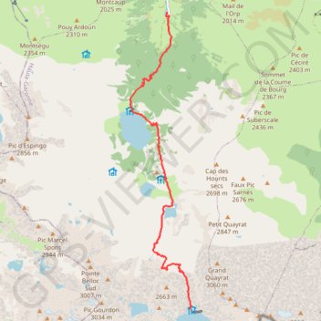 Itinéraire Granges d'Astau - Lac du Portillon, distance, dénivelé, altitude, carte, profil, trace GPS