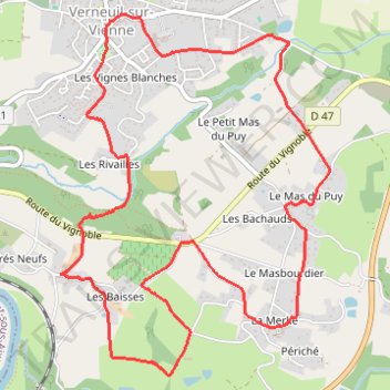 Itinéraire Sentier du vignoble à Verneuil, distance, dénivelé, altitude, carte, profil, trace GPS