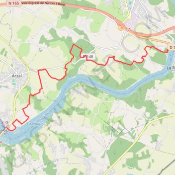 Itinéraire GR 349 : étape 08 La Roche-Bernard (les ponts) / Barrage d'Arzal, distance, dénivelé, altitude, carte, profil, trace GPS