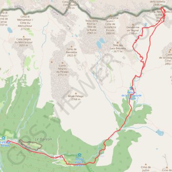 Itinéraire Cime de l'Agnel, distance, dénivelé, altitude, carte, profil, trace GPS