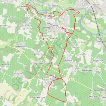 Itinéraire Monnières, distance, dénivelé, altitude, carte, profil, trace GPS