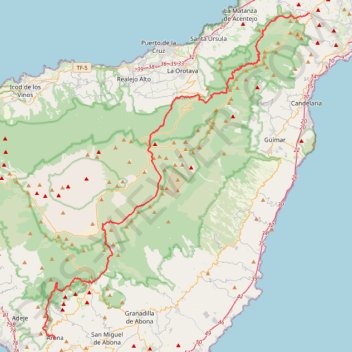 Itinéraire Tenerife (Canary Islands) GR 131, distance, dénivelé, altitude, carte, profil, trace GPS