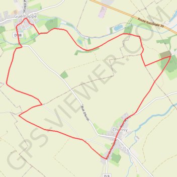 Itinéraire De Chérisy à Guémappe par les verts Sablons, distance, dénivelé, altitude, carte, profil, trace GPS