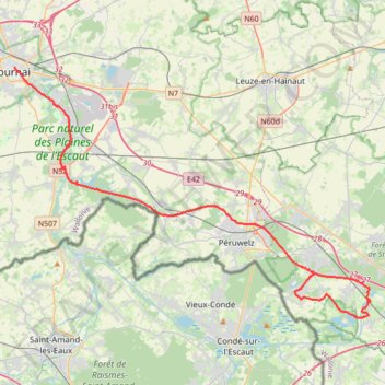 Itinéraire De Tournai à Blaton à travers le Parc naturel des Plaines de l'Escaut, distance, dénivelé, altitude, carte, profil, trace GPS