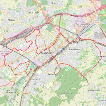Itinéraire BL835 - Art urbain et patrimoine industriel mulhousien, distance, dénivelé, altitude, carte, profil, trace GPS