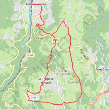 Itinéraire Le Velay des 3 Rivières - La Faye - Aurec-sur-Loire, distance, dénivelé, altitude, carte, profil, trace GPS