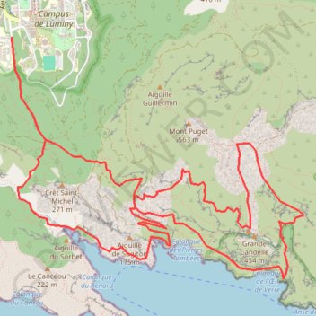 Itinéraire Calanques de l'Œil de Verre à Sormiou, distance, dénivelé, altitude, carte, profil, trace GPS