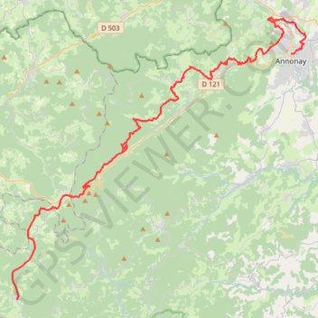 Itinéraire Annonay / Devesset, distance, dénivelé, altitude, carte, profil, trace GPS
