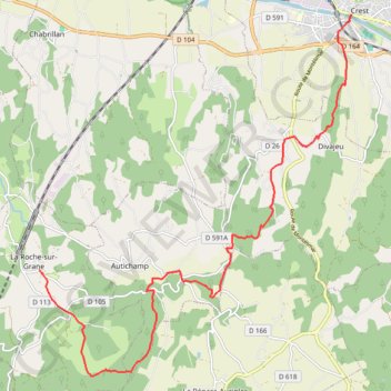 Itinéraire Grande Traversée des PréAlpes : La Roche-sur-Grâne - Crest, distance, dénivelé, altitude, carte, profil, trace GPS