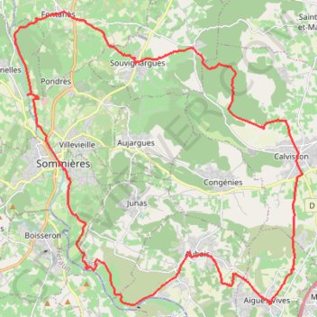 Itinéraire Tour de la Vaunage - Sommières, distance, dénivelé, altitude, carte, profil, trace GPS