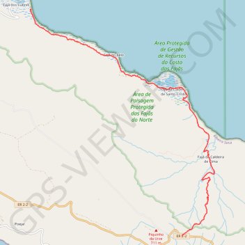 Itinéraire Faja dos cubres, distance, dénivelé, altitude, carte, profil, trace GPS