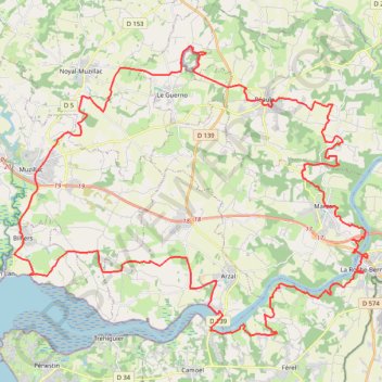 Itinéraire Piriac - Arzal, distance, dénivelé, altitude, carte, profil, trace GPS