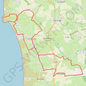 Itinéraire Senoville - Cap Rozel, distance, dénivelé, altitude, carte, profil, trace GPS