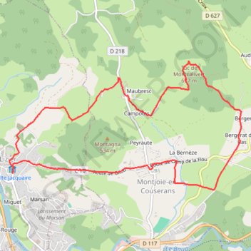Itinéraire Belvédère du Couserans Croix de Montcalivert, distance, dénivelé, altitude, carte, profil, trace GPS