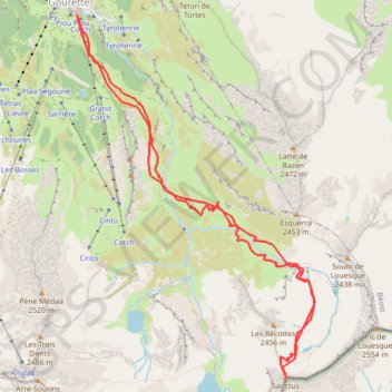 Itinéraire Pic de Sanctus, distance, dénivelé, altitude, carte, profil, trace GPS