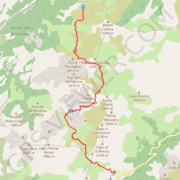 Itinéraire gr20 Etape 2, distance, dénivelé, altitude, carte, profil, trace GPS