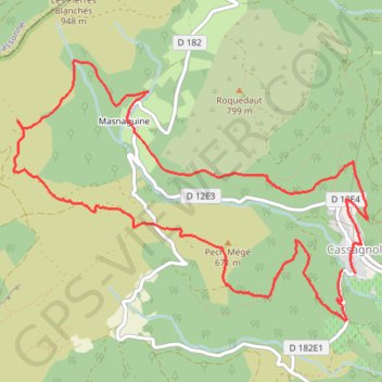 Itinéraire Départ Cassagnoles, distance, dénivelé, altitude, carte, profil, trace GPS