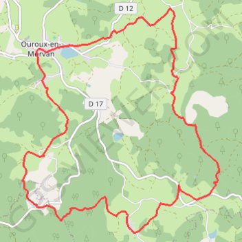 Itinéraire Les moulins d'Ouroux, distance, dénivelé, altitude, carte, profil, trace GPS