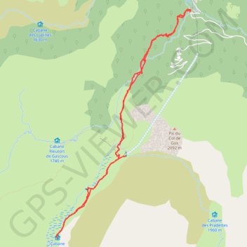 Itinéraire Cabane de Quioulès, distance, dénivelé, altitude, carte, profil, trace GPS
