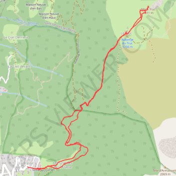 Itinéraire Le Mont Truc, distance, dénivelé, altitude, carte, profil, trace GPS