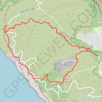 Itinéraire Les Falaises Soubeyranes avec retour par la Dent du Chat depuis la Ciotat, distance, dénivelé, altitude, carte, profil, trace GPS