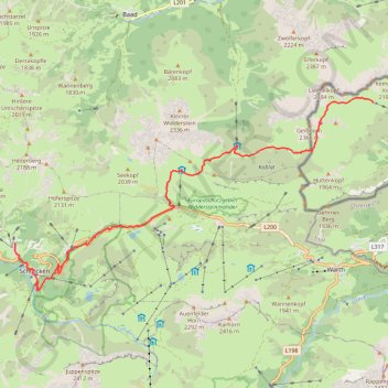 Itinéraire Via-Alpina R52 - Mindelheimerhütte - Schrocken, distance, dénivelé, altitude, carte, profil, trace GPS
