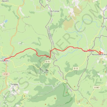 Itinéraire Laguiole - Recoules, distance, dénivelé, altitude, carte, profil, trace GPS