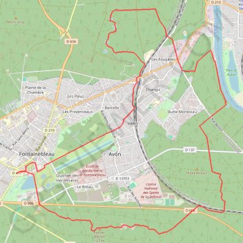 Itinéraire Fontainebleau château, distance, dénivelé, altitude, carte, profil, trace GPS