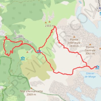 Itinéraire Plan Glacier, distance, dénivelé, altitude, carte, profil, trace GPS