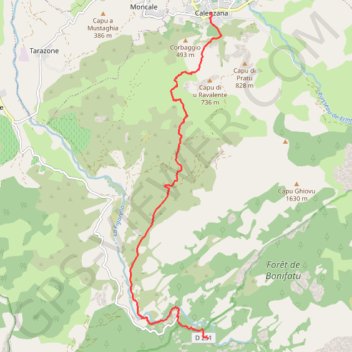 Itinéraire cale-boni, distance, dénivelé, altitude, carte, profil, trace GPS