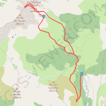 Itinéraire Puig Occidental de Coll Roig, distance, dénivelé, altitude, carte, profil, trace GPS