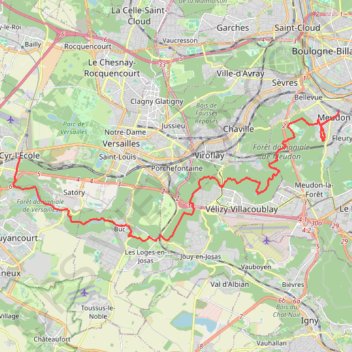 Itinéraire De Meudon à Saint Cyr, distance, dénivelé, altitude, carte, profil, trace GPS