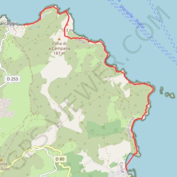 Itinéraire Sentier des douaniers cap corse, distance, dénivelé, altitude, carte, profil, trace GPS
