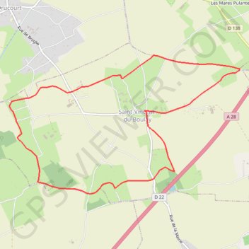 Itinéraire Chemin du Bois des Bruyéres - Saint-Vincent-du-Boulay, distance, dénivelé, altitude, carte, profil, trace GPS