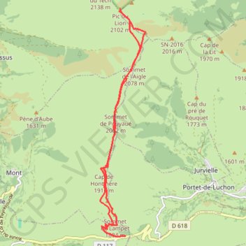 Itinéraire Pic du Lion, distance, dénivelé, altitude, carte, profil, trace GPS