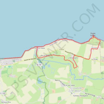 Itinéraire Pointe du Hoc, distance, dénivelé, altitude, carte, profil, trace GPS