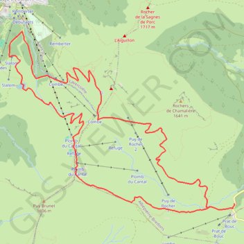 Itinéraire Boucle autour du Plomb du Cantal, distance, dénivelé, altitude, carte, profil, trace GPS