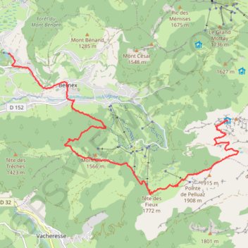 Itinéraire La Beunaz Dent d'Oche, distance, dénivelé, altitude, carte, profil, trace GPS