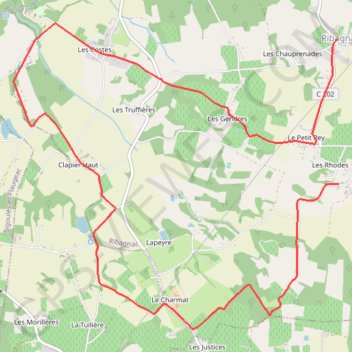 Itinéraire Boucle-de-Ribagnac-INSEE-24351, distance, dénivelé, altitude, carte, profil, trace GPS