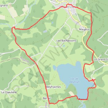 Itinéraire Grand tour du lac de Devesset, distance, dénivelé, altitude, carte, profil, trace GPS