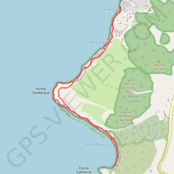 Itinéraire Sainte Anne Anse Meunier, distance, dénivelé, altitude, carte, profil, trace GPS