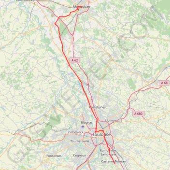 Itinéraire Montauban Castanet-Tolosan, distance, dénivelé, altitude, carte, profil, trace GPS