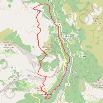 Itinéraire Gourdon, distance, dénivelé, altitude, carte, profil, trace GPS