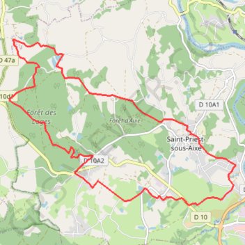 Itinéraire Balade en forêt d'Aixe - les loges, distance, dénivelé, altitude, carte, profil, trace GPS
