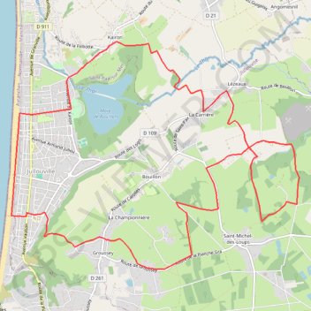 Itinéraire Jullouville, distance, dénivelé, altitude, carte, profil, trace GPS
