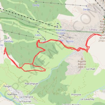 Itinéraire De Plan Peisey à l'Aiguille Grive, distance, dénivelé, altitude, carte, profil, trace GPS