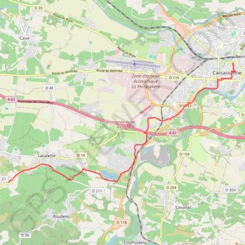 Itinéraire Chemin du Piemont de Carcassonne à Alairac, distance, dénivelé, altitude, carte, profil, trace GPS